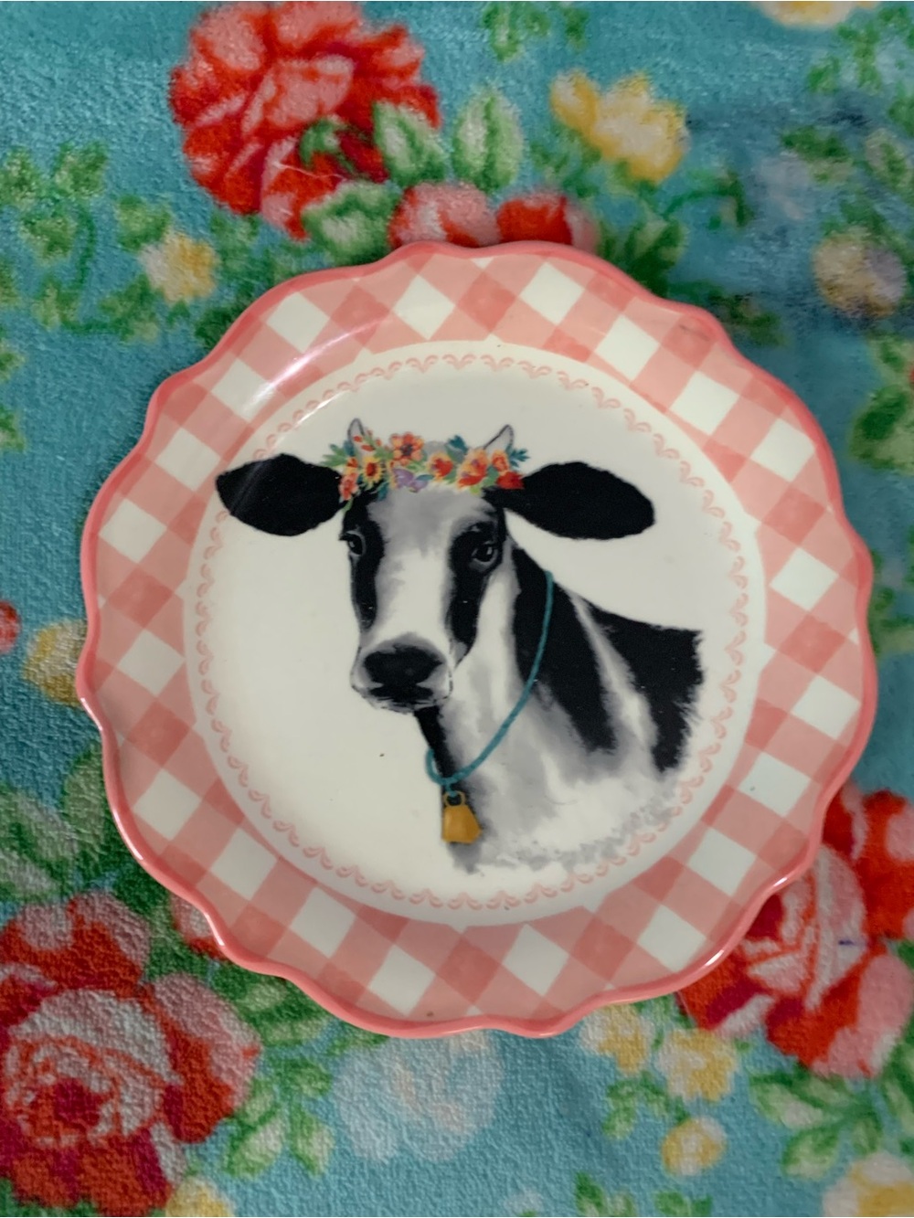 The Pioneer Woman Gingham Country Cow Appetizer/Desert Plate